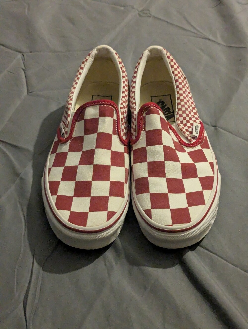 red and white checkered vans - woman size 7